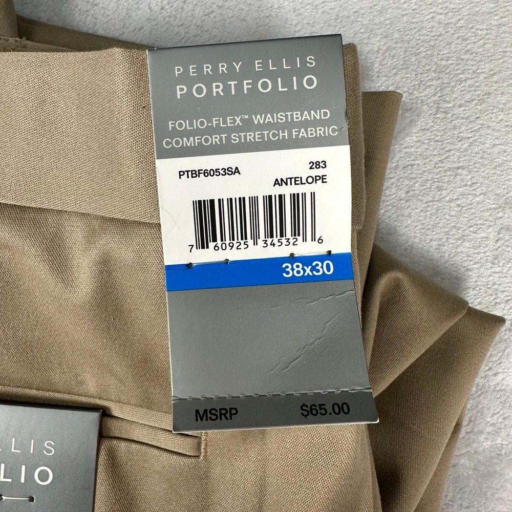 Perry Ellis Slacks Mens 38x30 Antelope Portfolio Premium Flex Twill Relaxed NWT - Picture 16 of 16